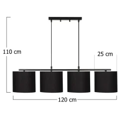 Hanglamp Valiz 4-Lichts Zwart