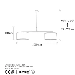 Hanglamp Way 2-Lichts Goud