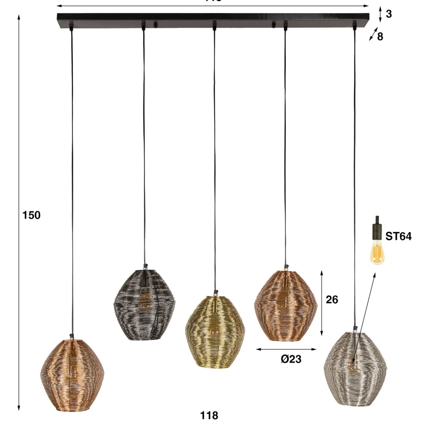 Hanglamp Web Mix 5-Lichts - Giga Meubel