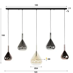 Hanglamp Wings 5-lichts Zwart - Giga Meubel