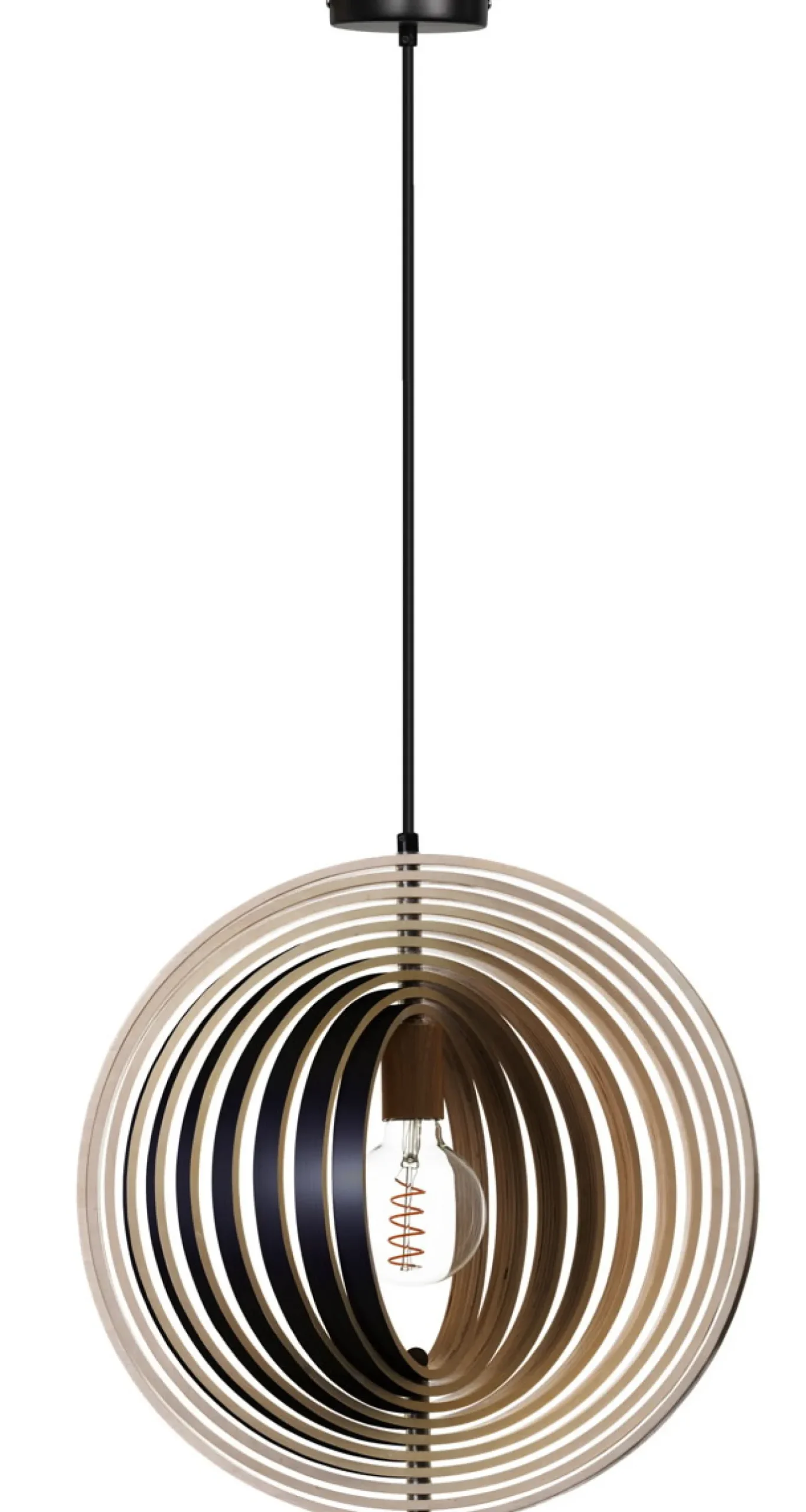 Hanglamp Woody Hout Naturel/Zwart Ø43cm - Giga Meubel