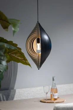 Hanglamp Woody Hout Naturel/Zwart Ø43cm - Giga Meubel