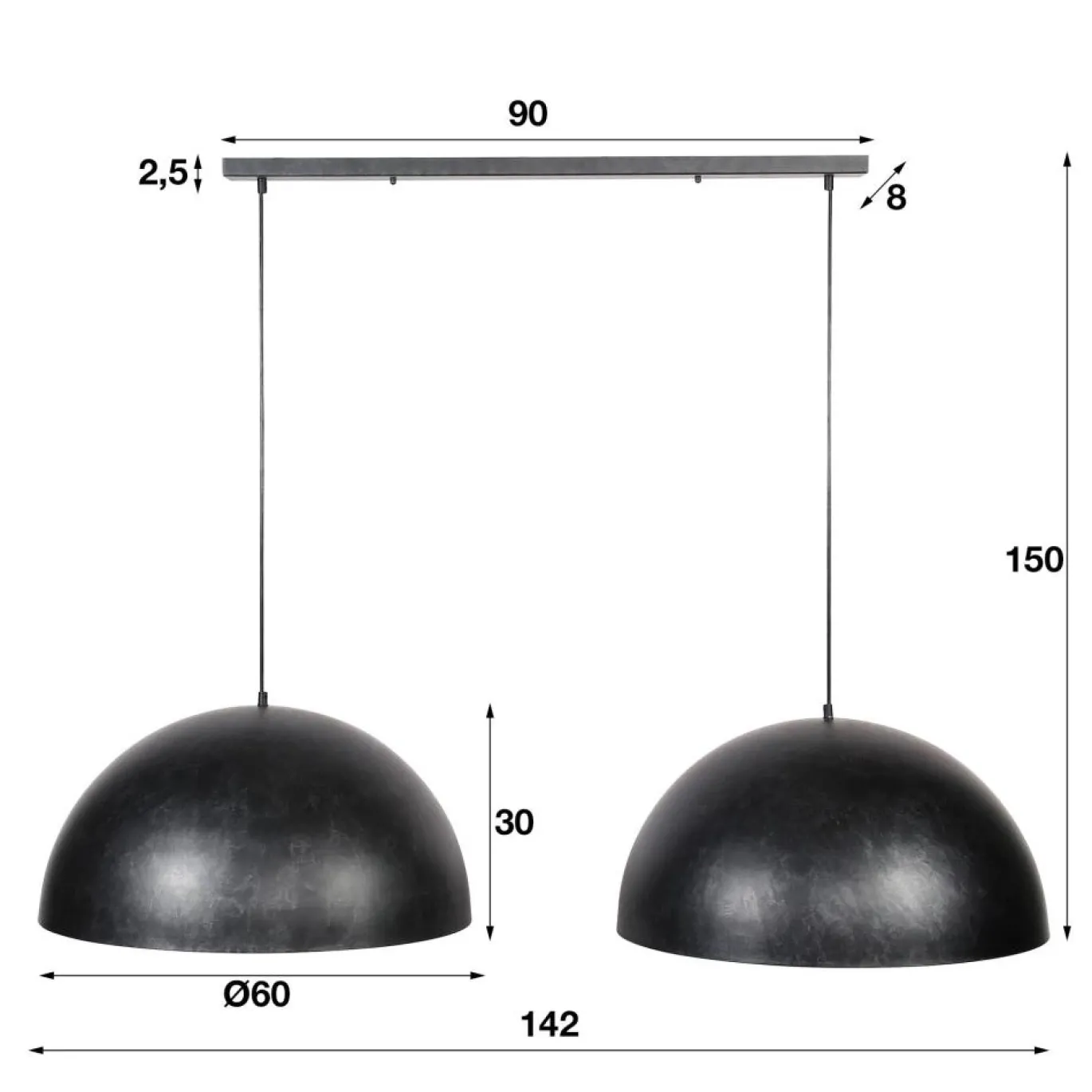 Hanglamp 2x Ø60 Dome - Giga Meubel