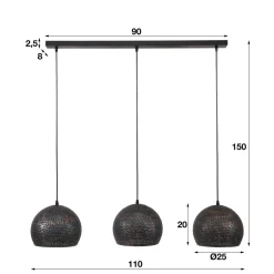 Hanglamp 3xØ25 Punch Bol - Giga Meubel