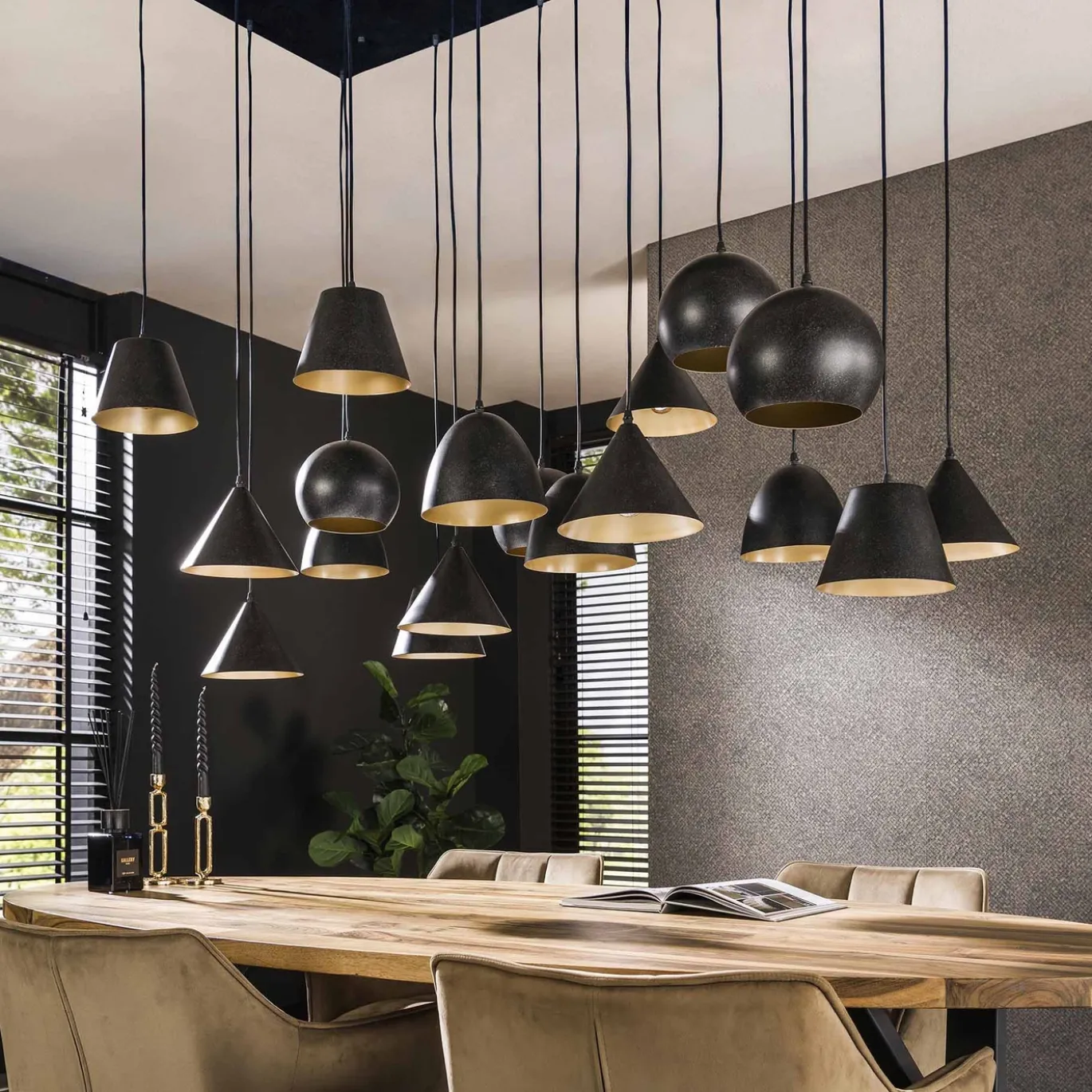 Hanglamp XXL 18-Lichts Metaal Zwart - Giga Meubel