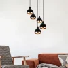 Hanglamp Yildo Zwart/Koper 5-Lichts Getrapt