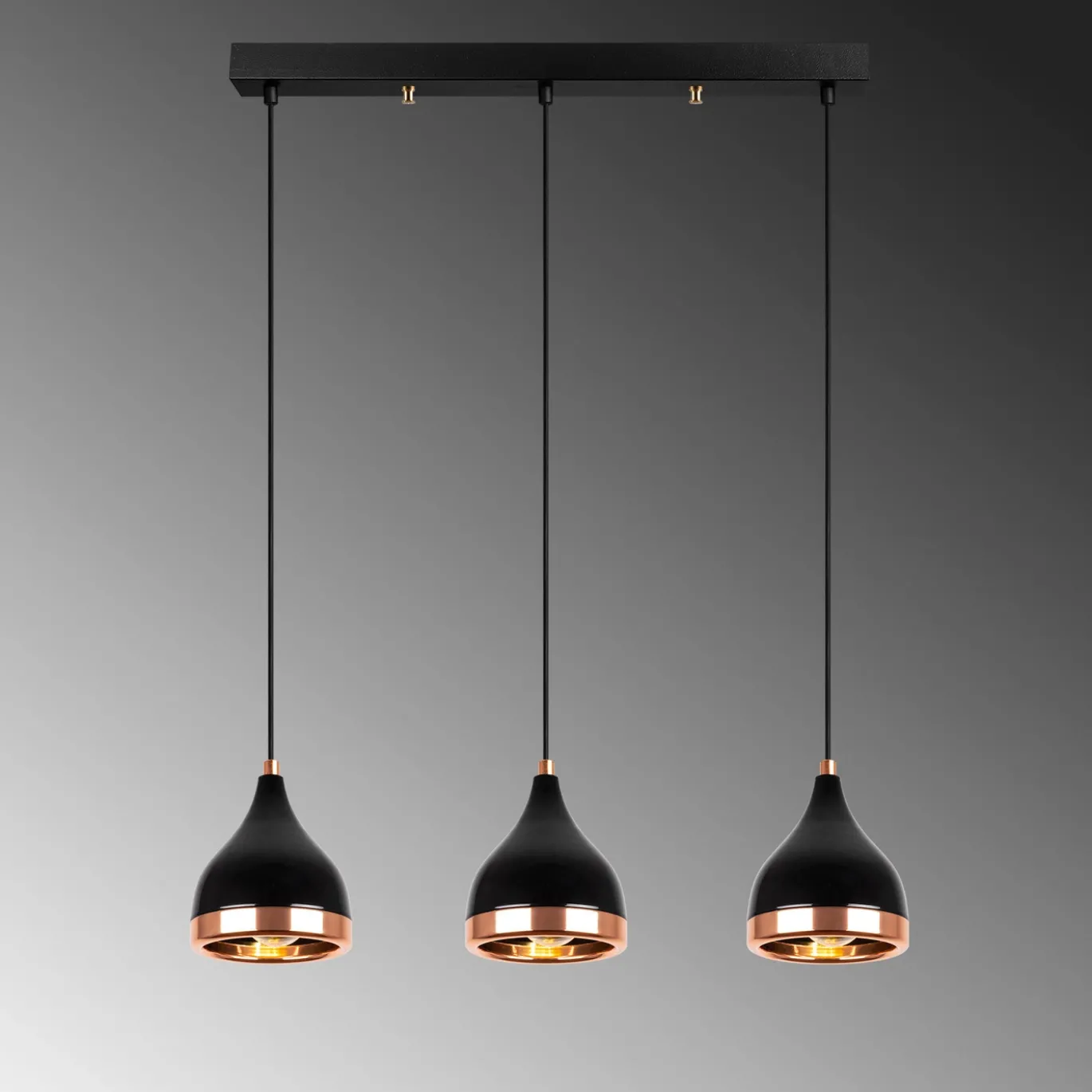Hanglamp Yildo Zwart/Koper 3-Lichts