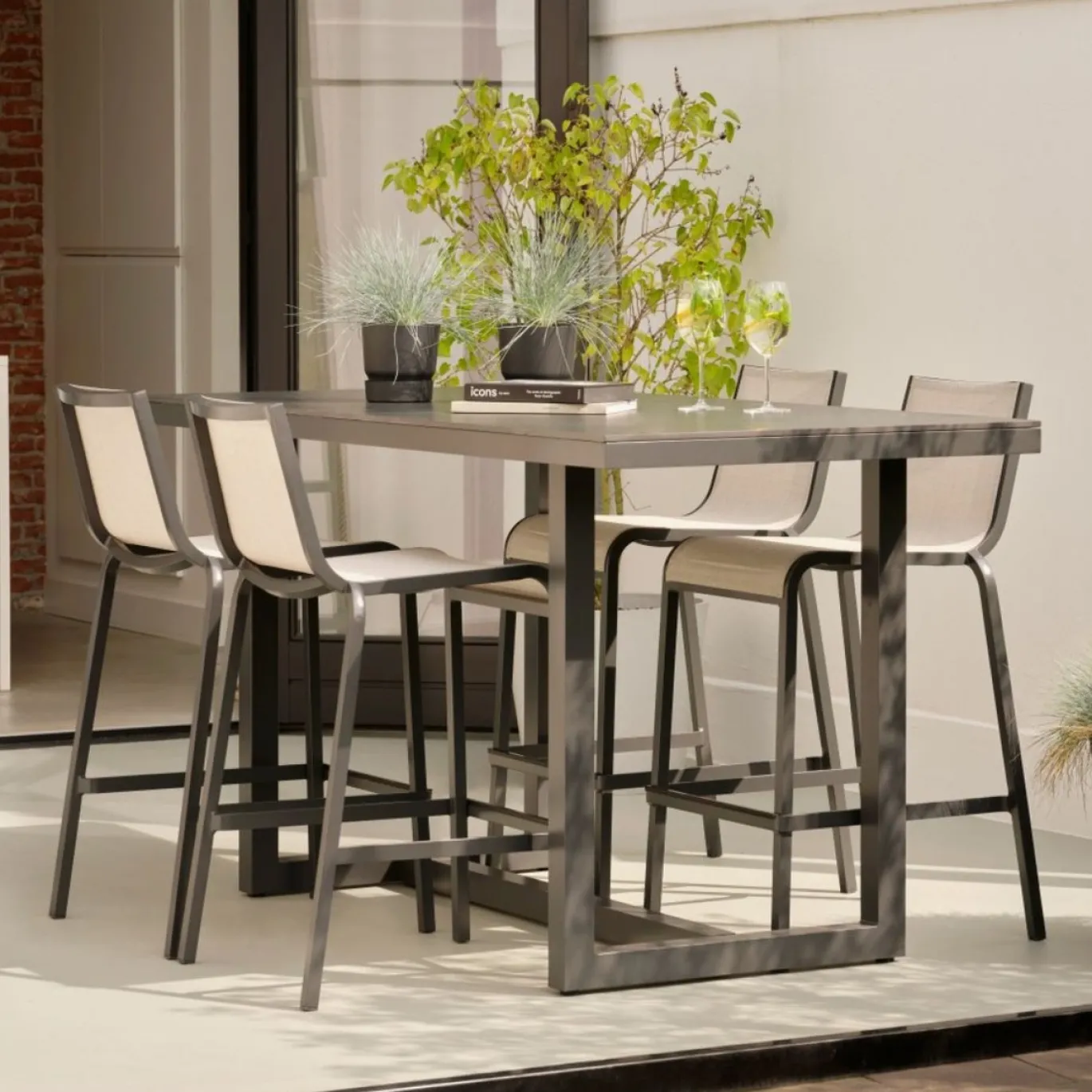 Hartman Barstoel Gina Stapelbaar Antraciet/Beige