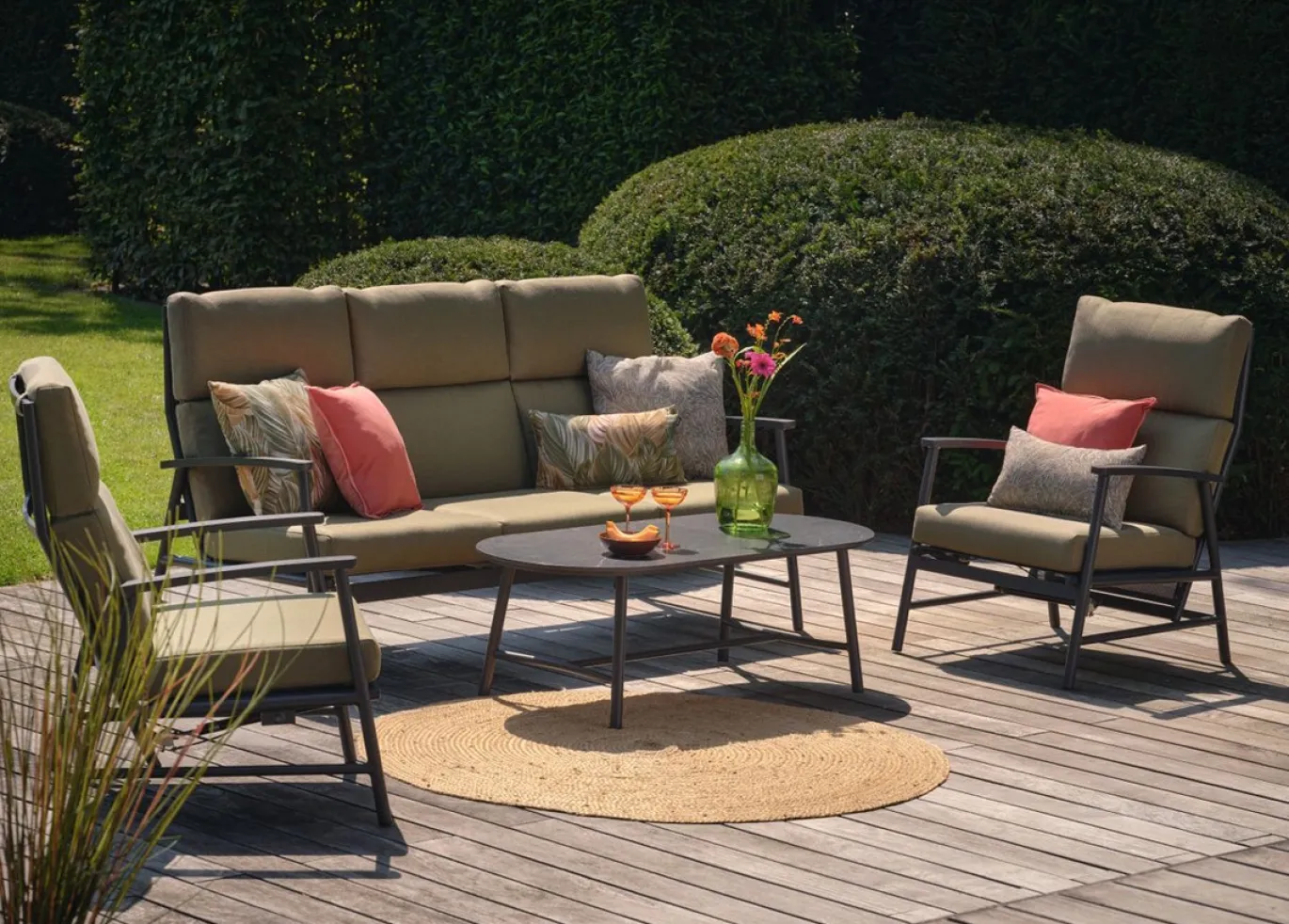 Hartman Loungeset Flora Groen/Zwart