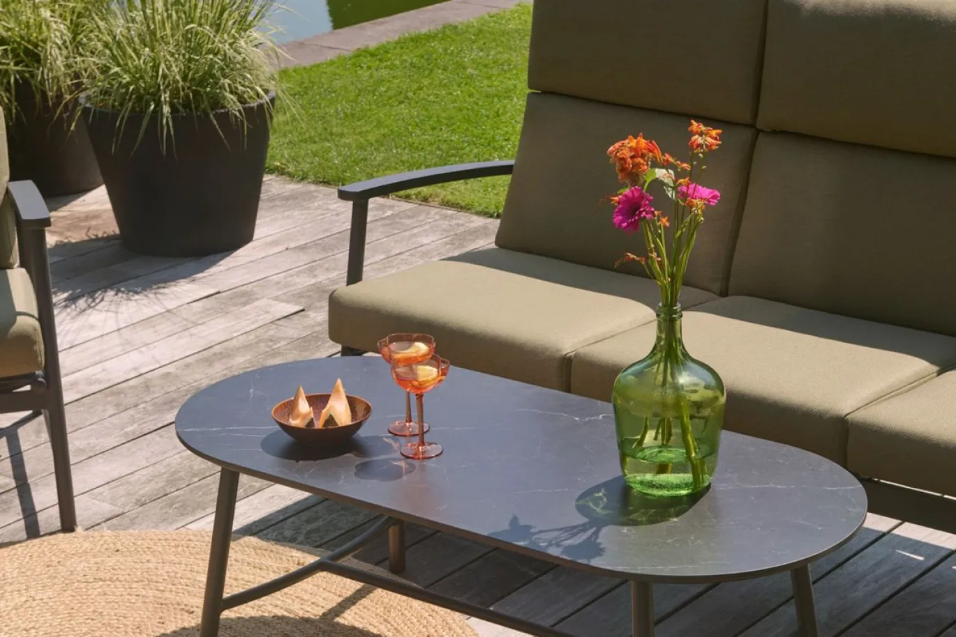 Hartman Loungeset Flora Groen/Zwart