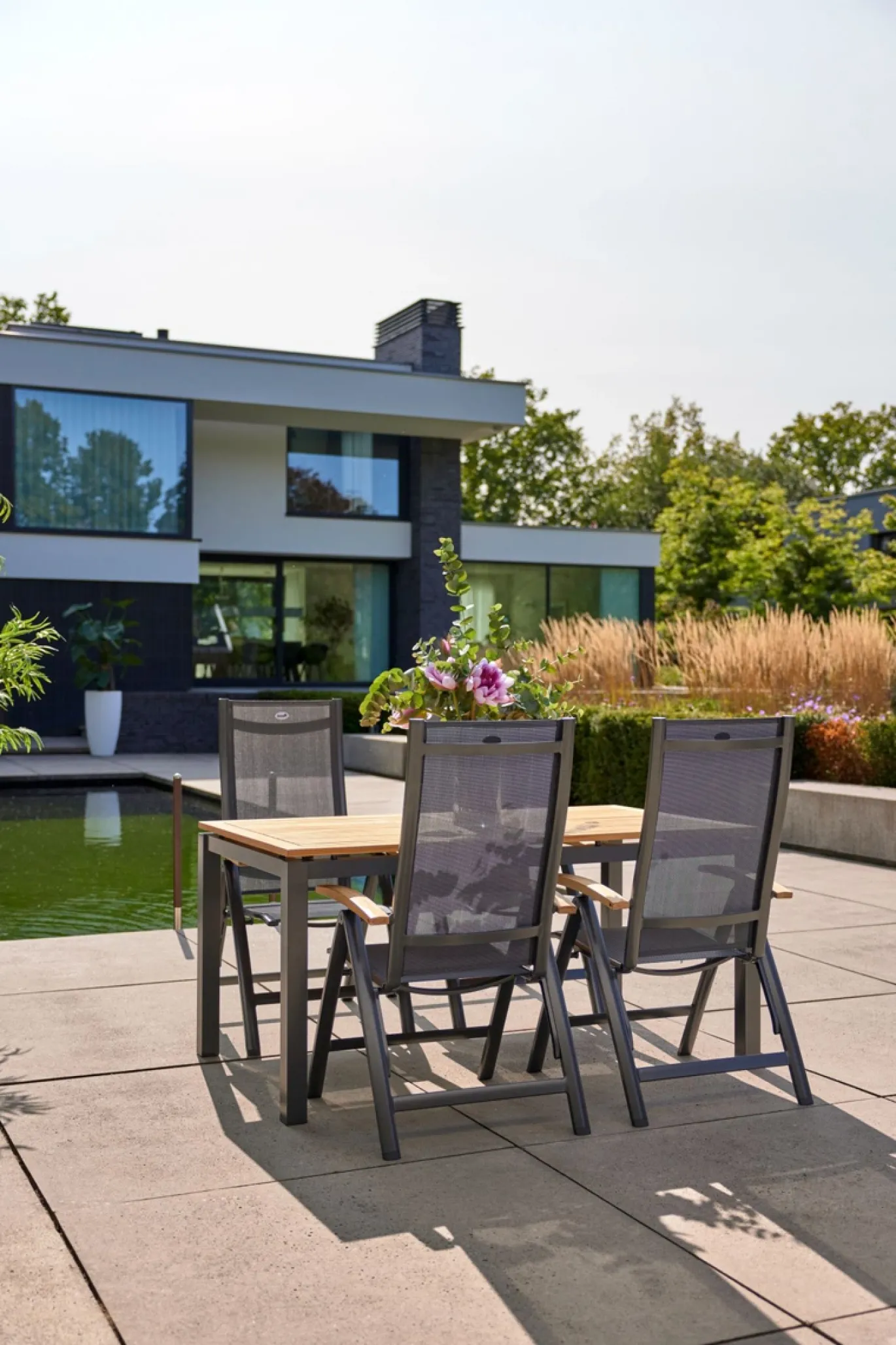 Hartman Verstelbare Tuinstoel Troy Teak Antraciet