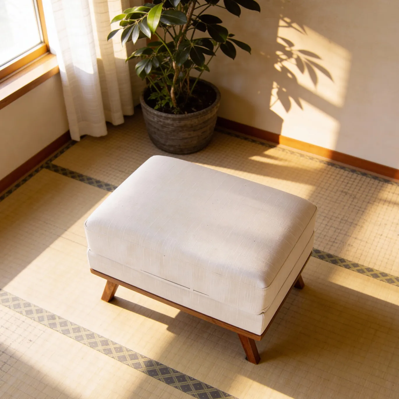 Hocker Melva Japandi Beige - Giga Meubel