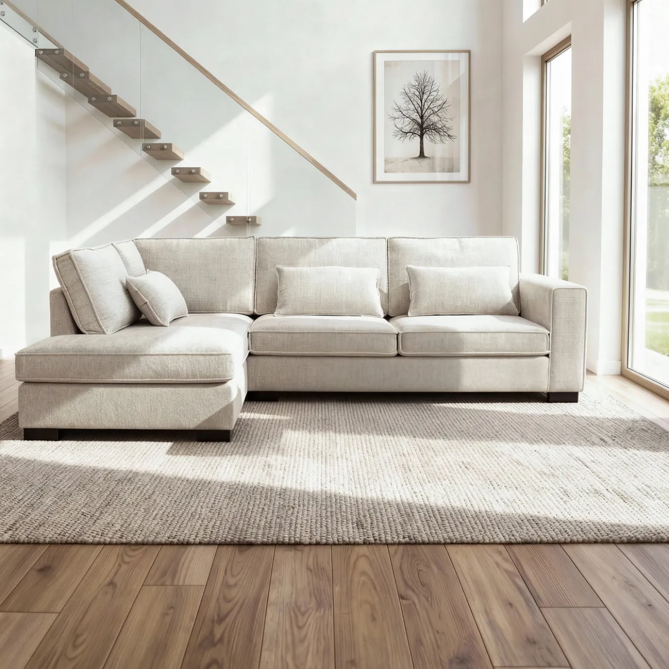 Hoekbank Addison 3-Zits Cremona Beige Links - Giga Meubel