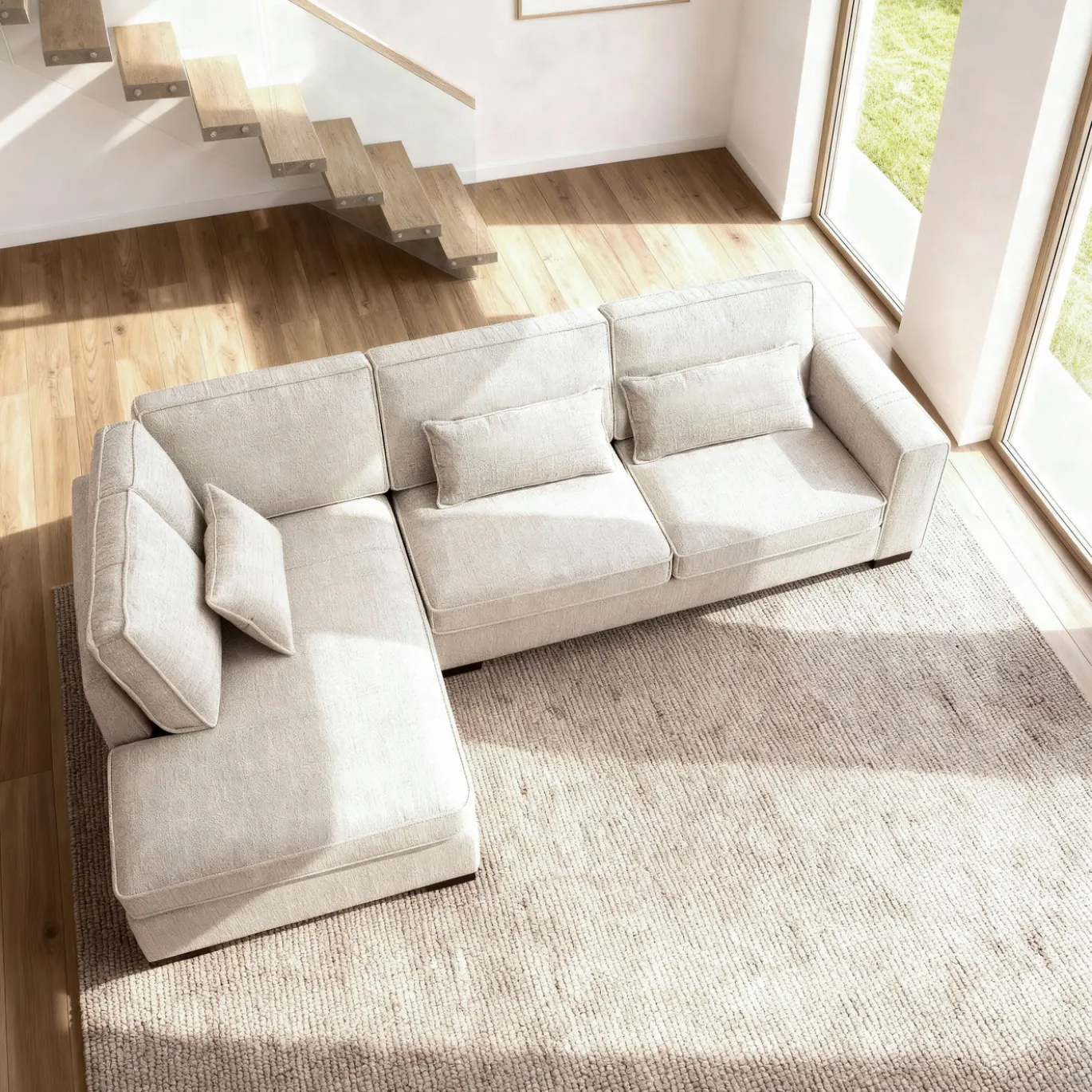 Hoekbank Addison 3-Zits Cremona Beige Links - Giga Meubel