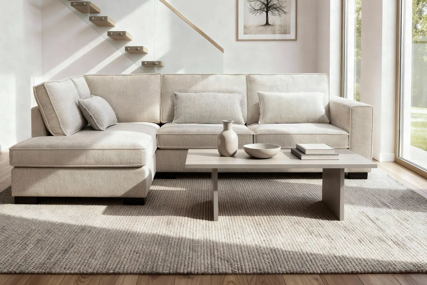 Hoekbank Addison 3-Zits Cremona Beige Links - Giga Meubel