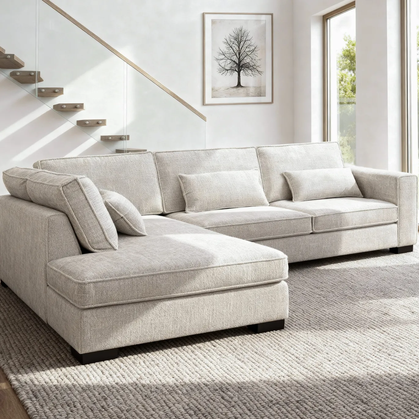 Hoekbank Addison 3-Zits Cremona Beige Links - Giga Meubel
