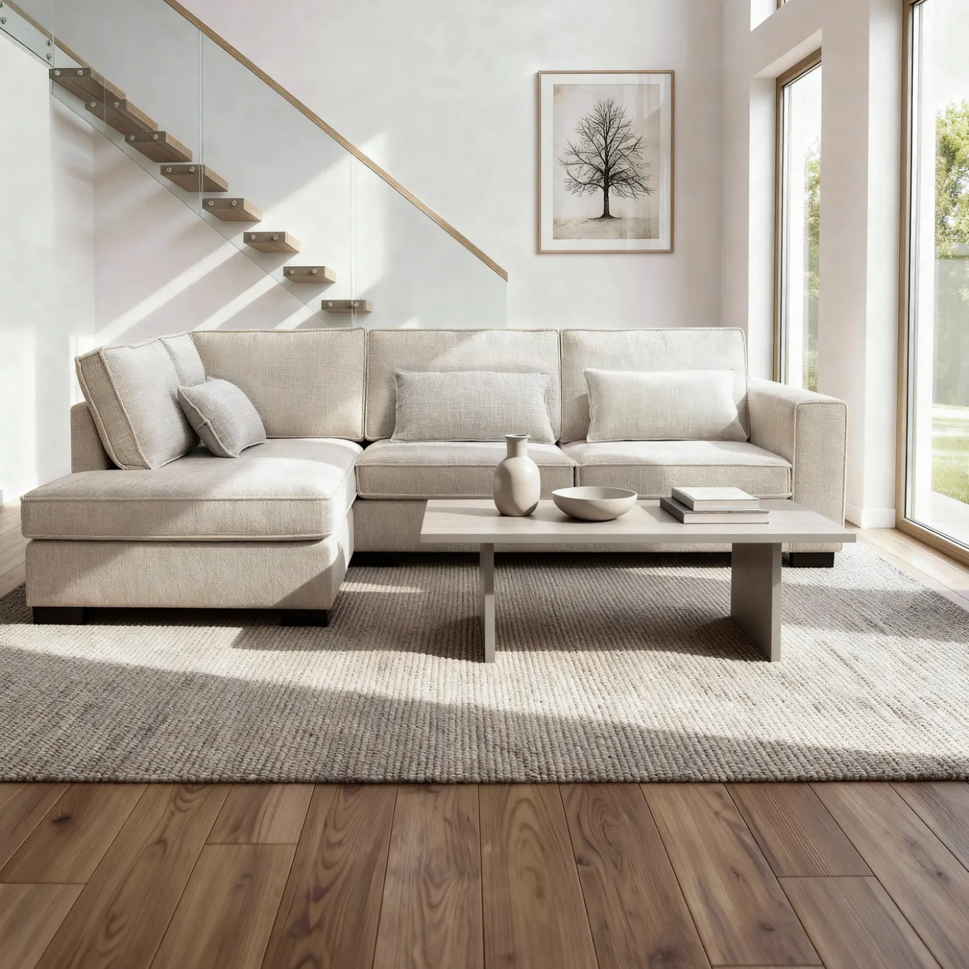 Hoekbank Addison 3-Zits Cremona Beige Links - Giga Meubel