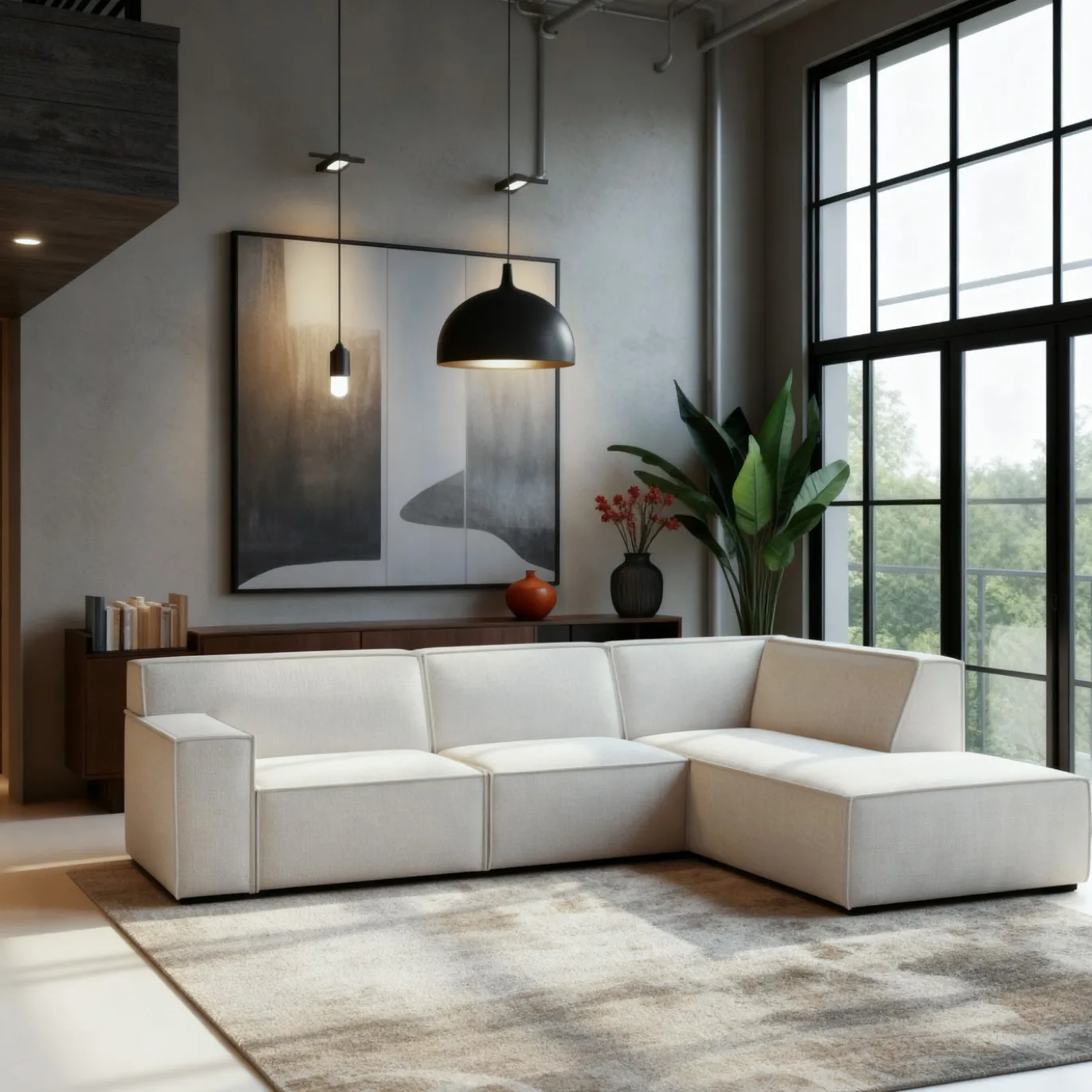 Hoekbank Benson 3-Zits Cremona Beige Rechts - Giga Meubel