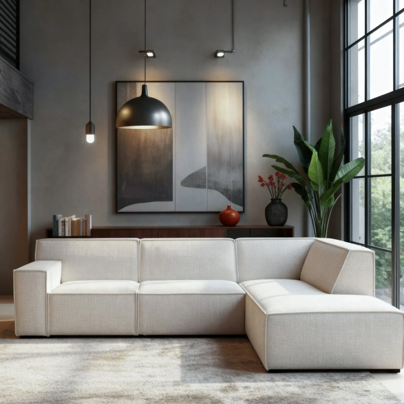 Hoekbank Benson 3-Zits Cremona Beige Rechts - Giga Meubel