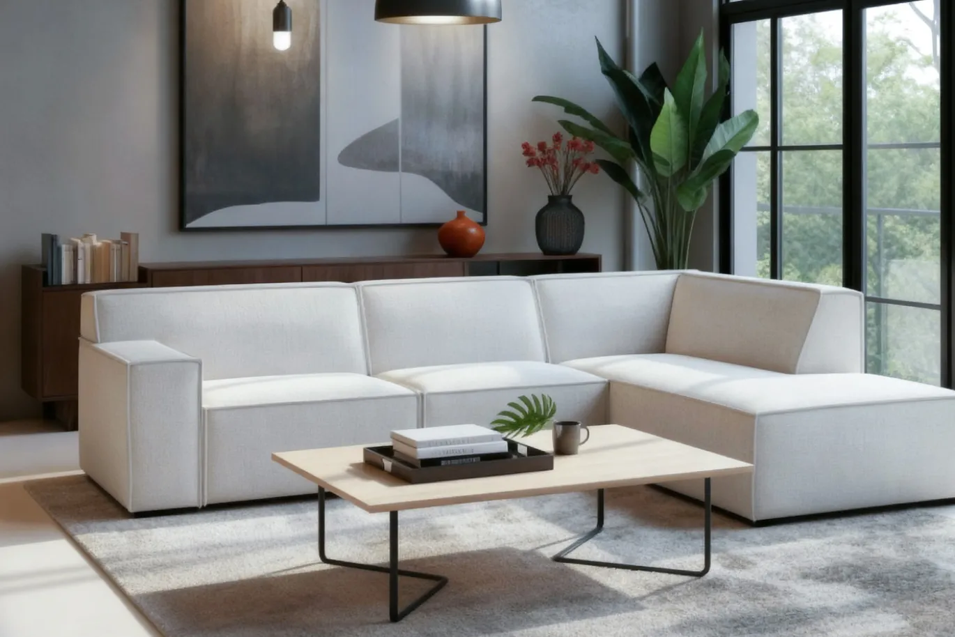 Hoekbank Benson 3-Zits Cremona Beige Rechts - Giga Meubel