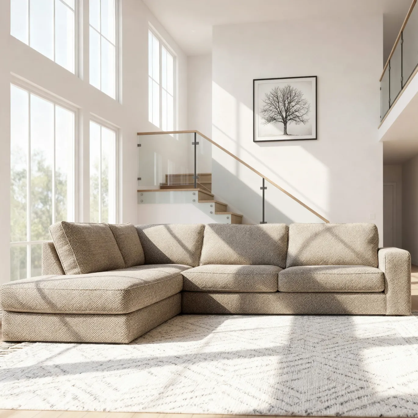 Hoekbank Easton 3-Zits Silencio Beige Links - Giga Meubel