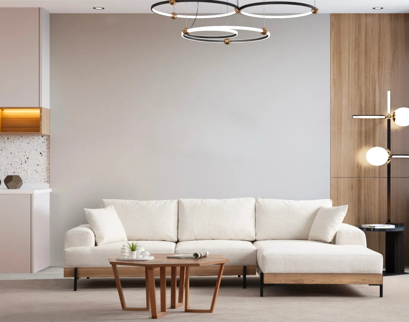 Hoekbank Eti Oak Wit Rechts
