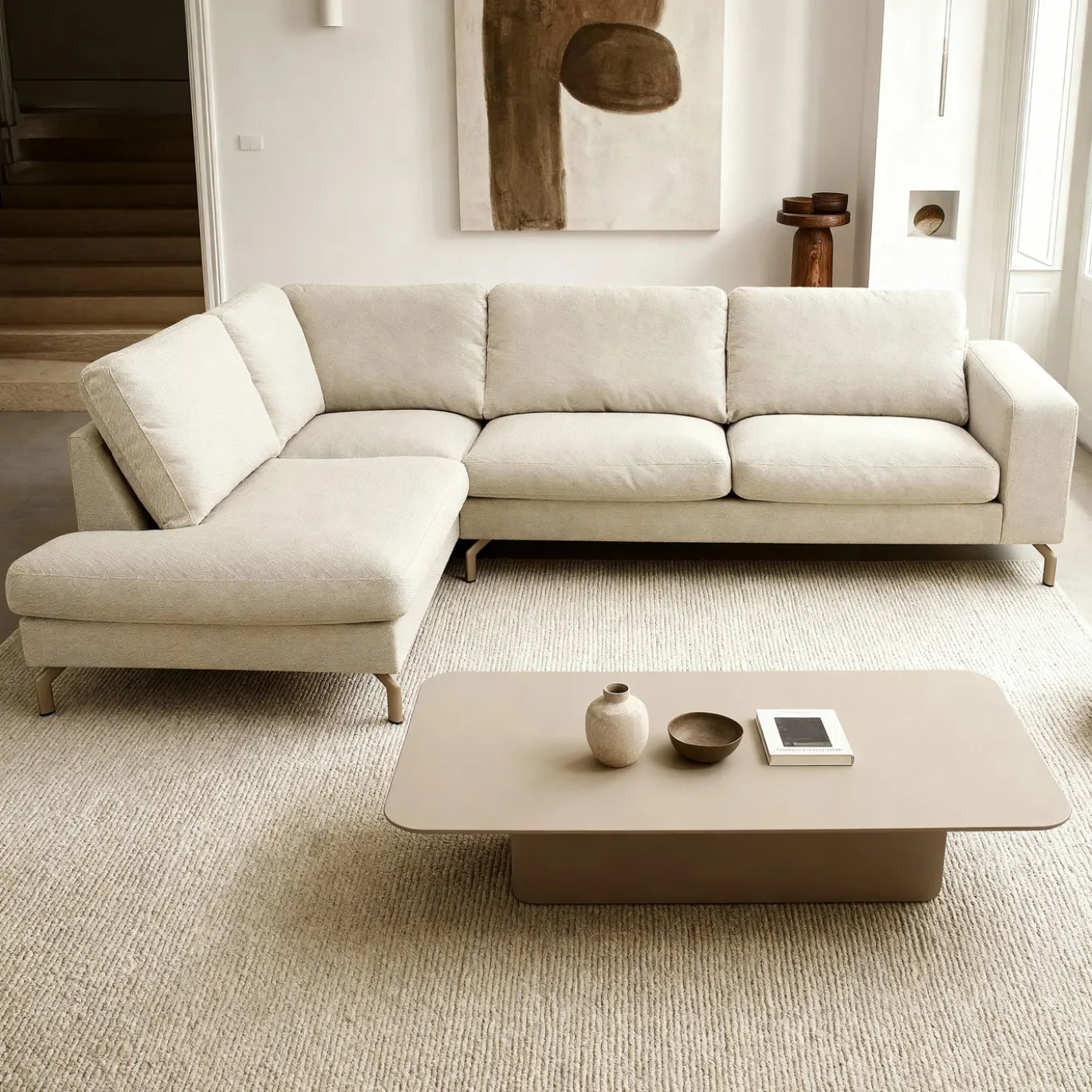 Hoekbank Gwen 3-Zits Vinci Beige Links - Giga Meubel