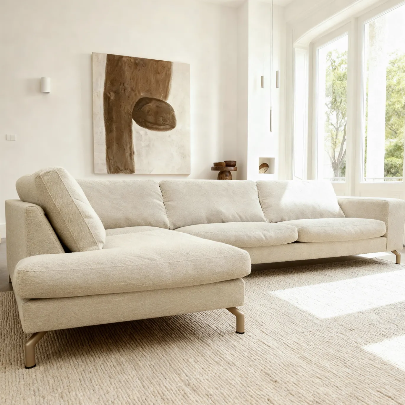 Hoekbank Gwen 3-Zits Vinci Beige Links - Giga Meubel