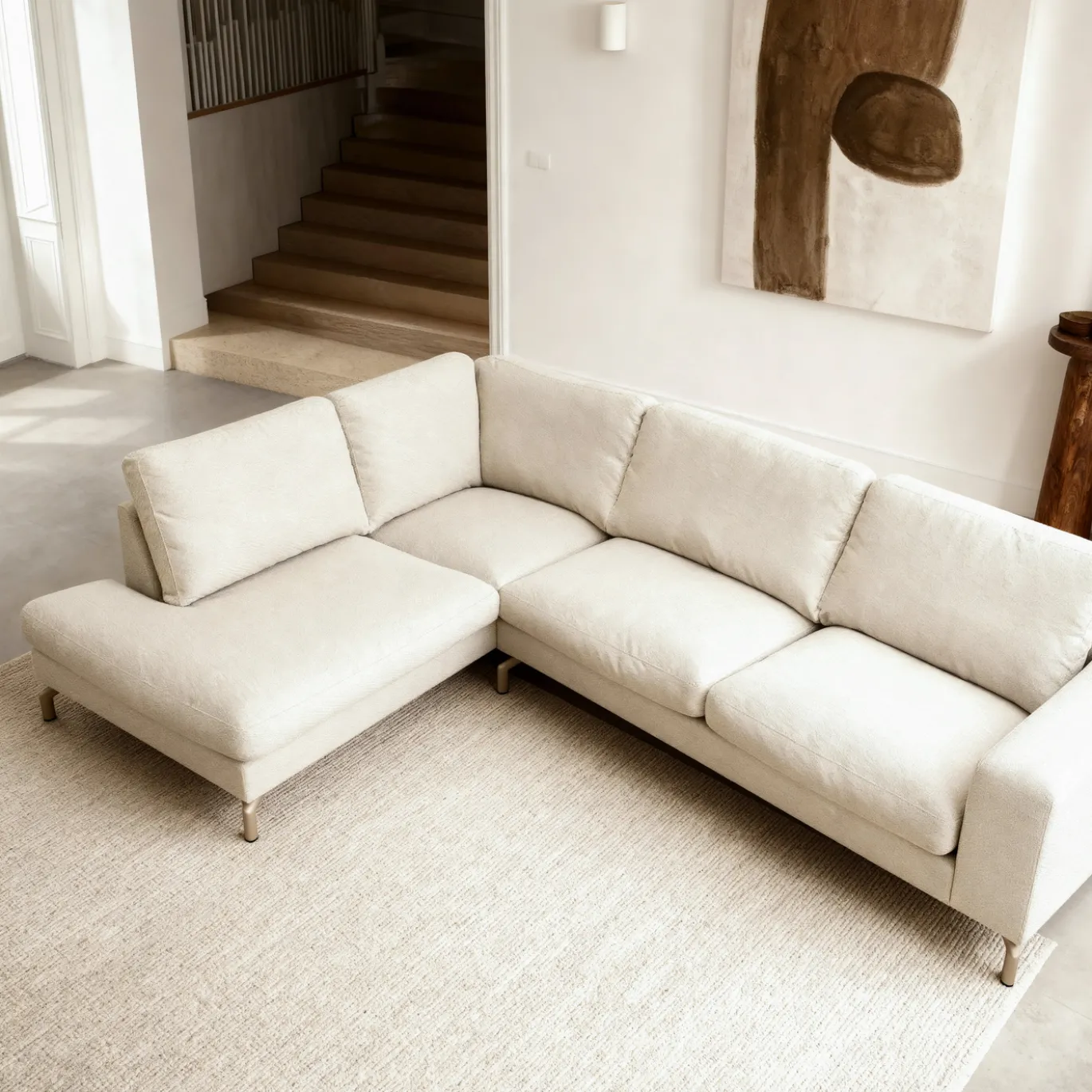 Hoekbank Gwen 3-Zits Vinci Beige Links - Giga Meubel