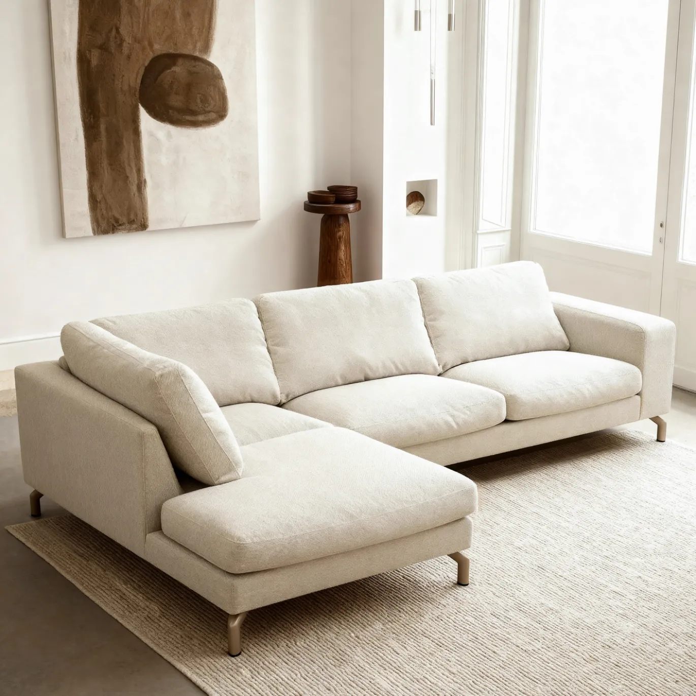 Hoekbank Gwen 3-Zits Vinci Beige Links - Giga Meubel