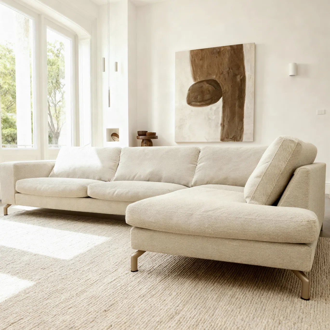 Hoekbank Gwen 3-Zits Vinci Beige Rechts - Giga Meubel