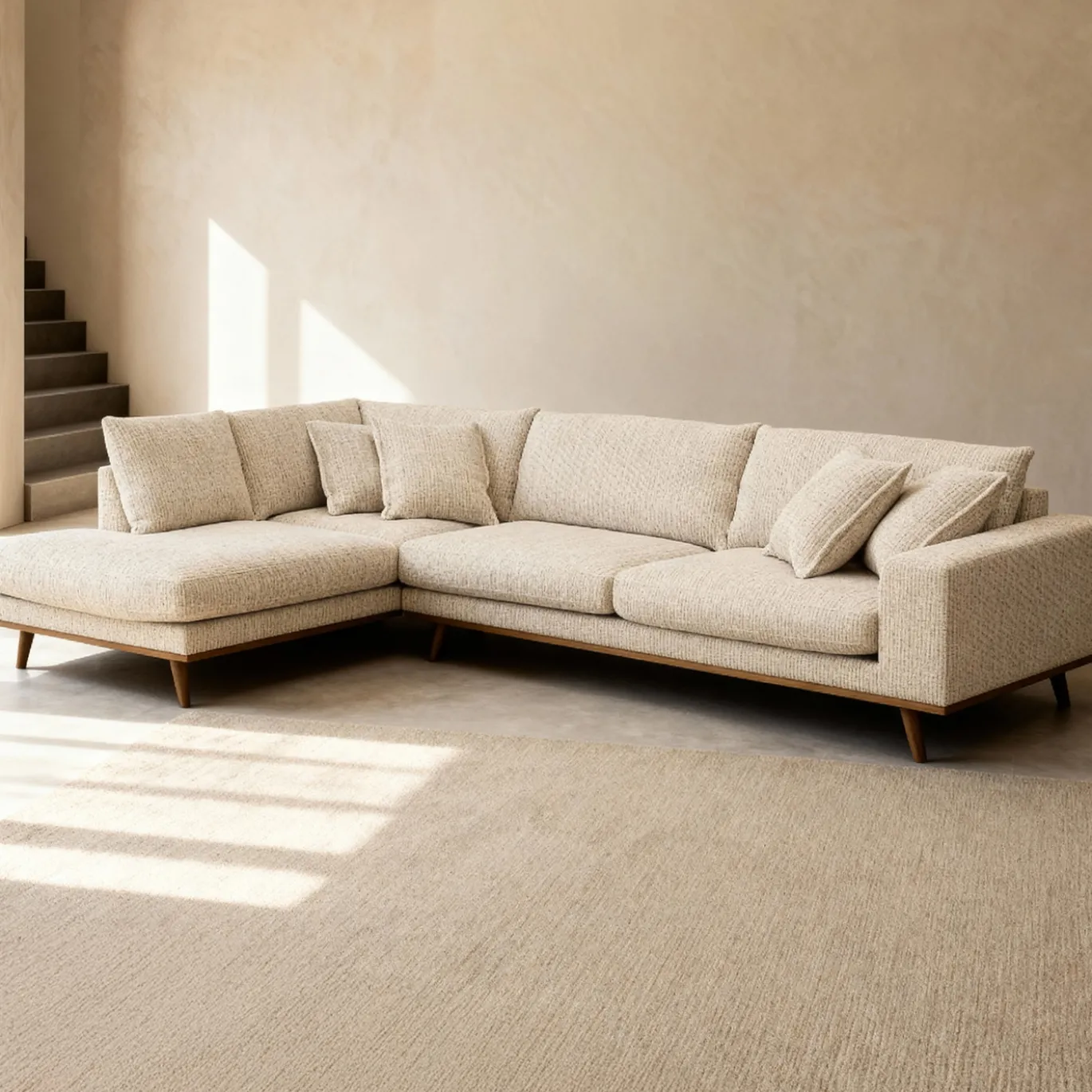Hoekbank Harper 3-Zits Silencio Beige Links - Giga Meubel