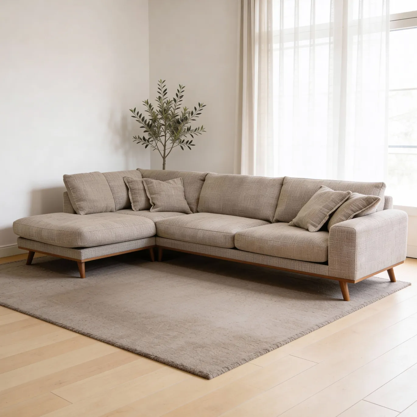 Hoekbank Harper 3-Zits Silencio Lichtbruin Links - Giga Meubel