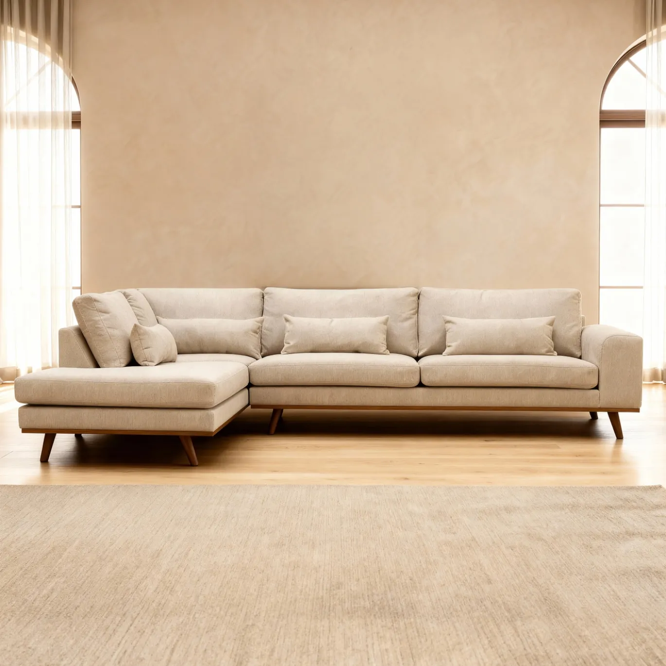 Hoekbank Paloma 3-Zits Borg Beige Links - Giga Meubel