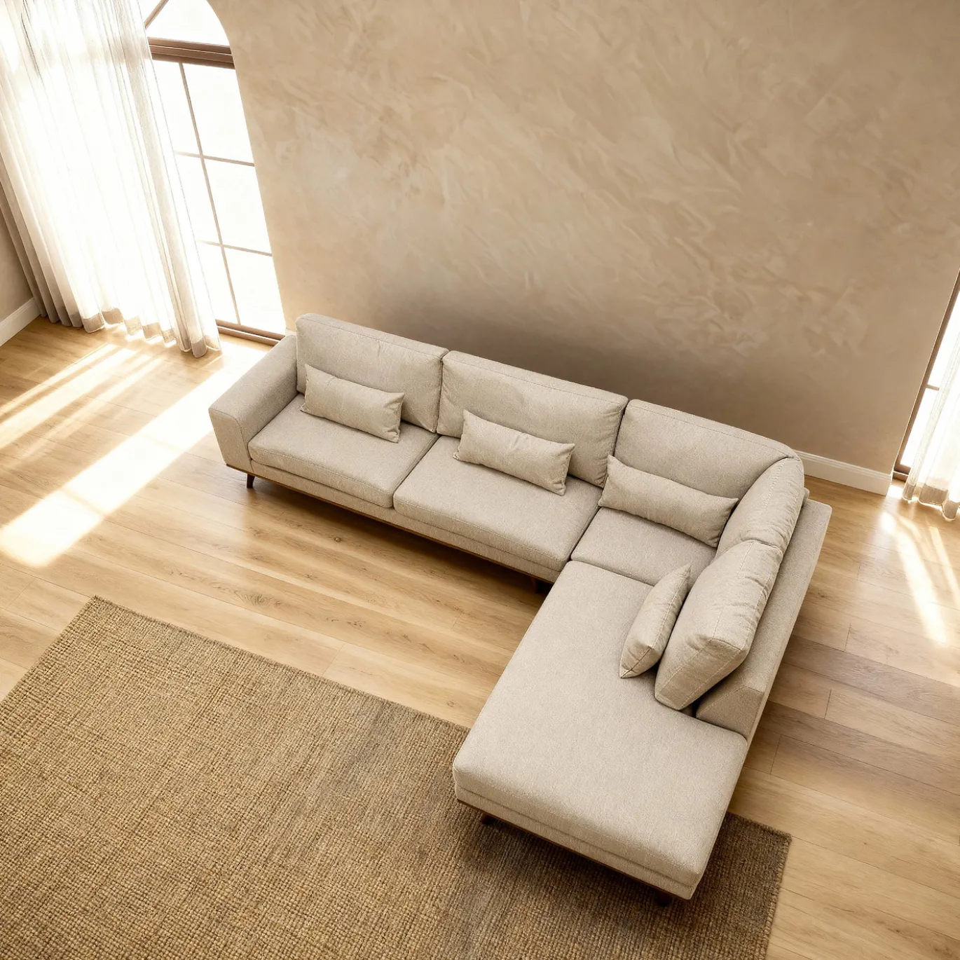 Hoekbank Paloma 3-Zits Borg Beige Rechts - Giga Meubel