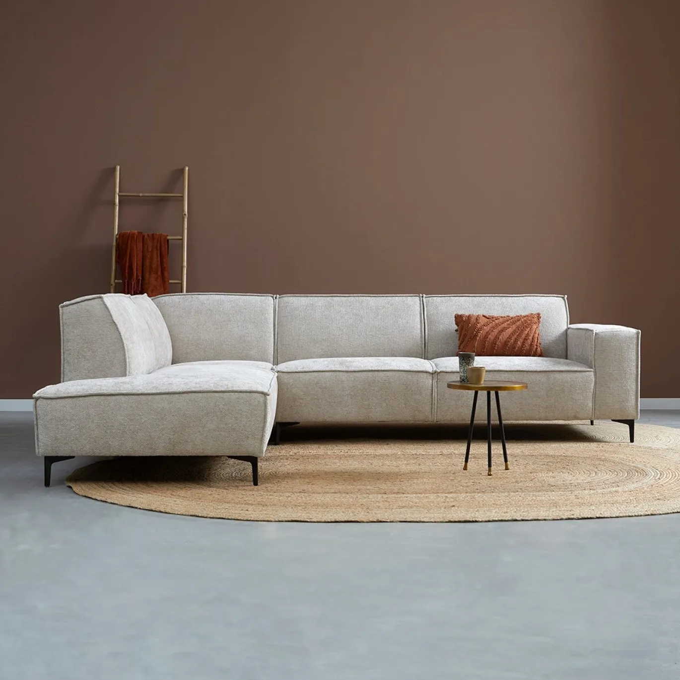 Hoekbank River met Ottoman Links Majestic Beige