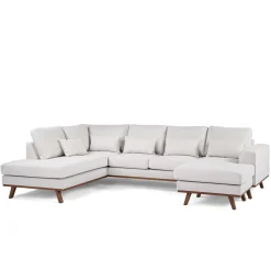 Hoekbank 3-Zits Melva Japandi Beige Links - Giga Meubel