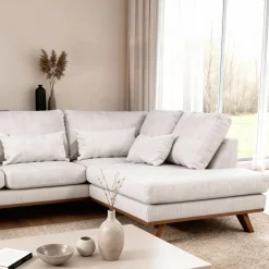 Hoekbank 3-Zits Melva Japandi Beige Rechts - Giga Meubel