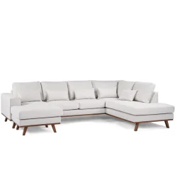 Hoekbank 3-Zits Melva Japandi Beige Rechts - Giga Meubel
