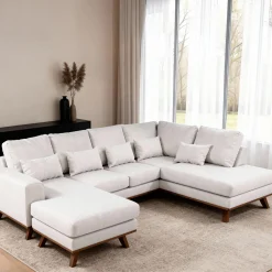 Hoekbank 3-Zits Melva Japandi Beige Rechts - Giga Meubel