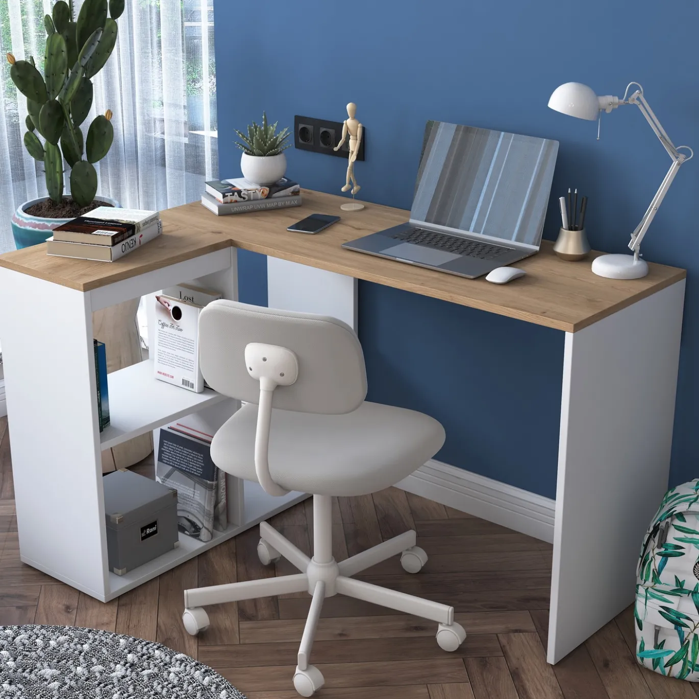 Hoekbureau Aydin Naturel/Wit