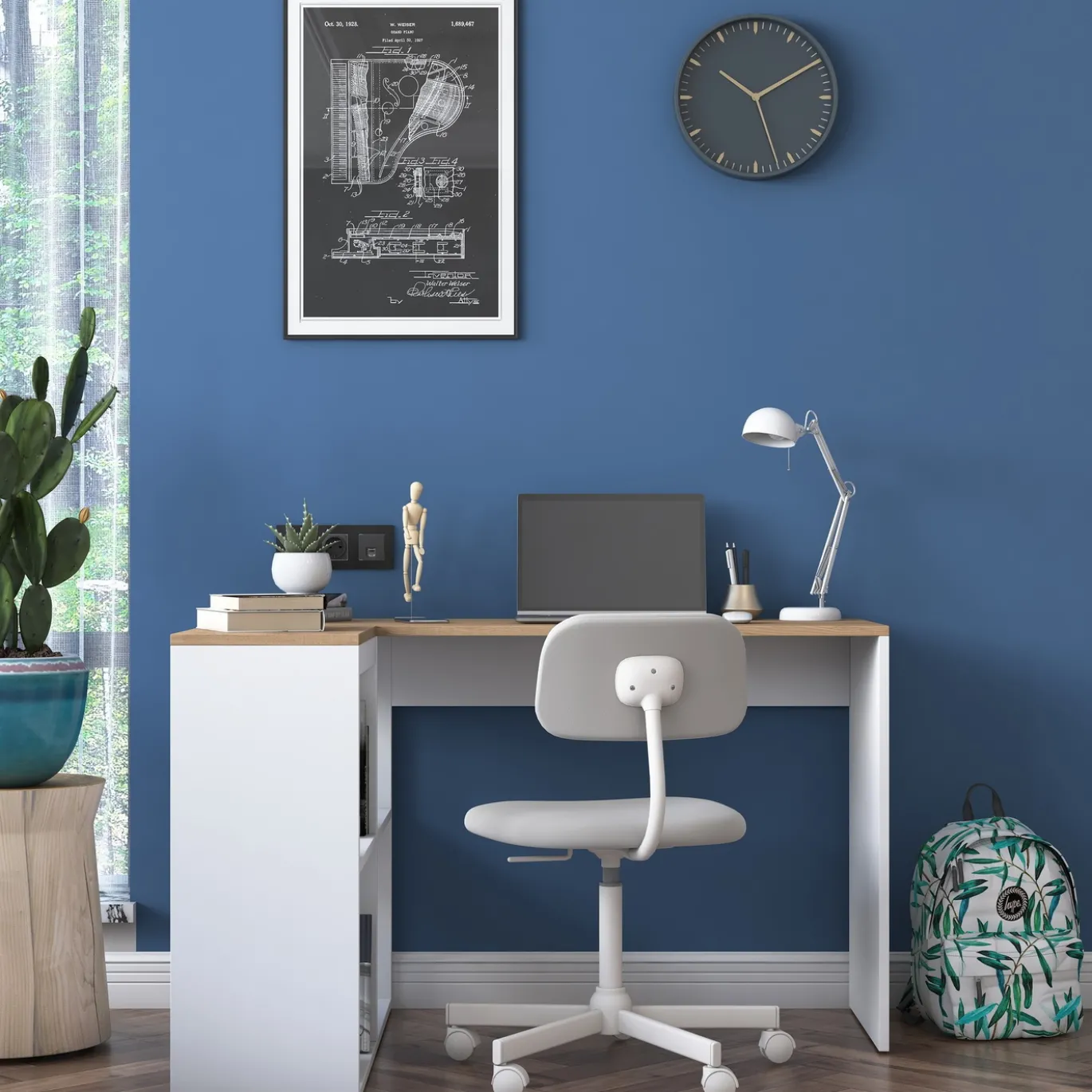 Hoekbureau Aydin Naturel/Wit