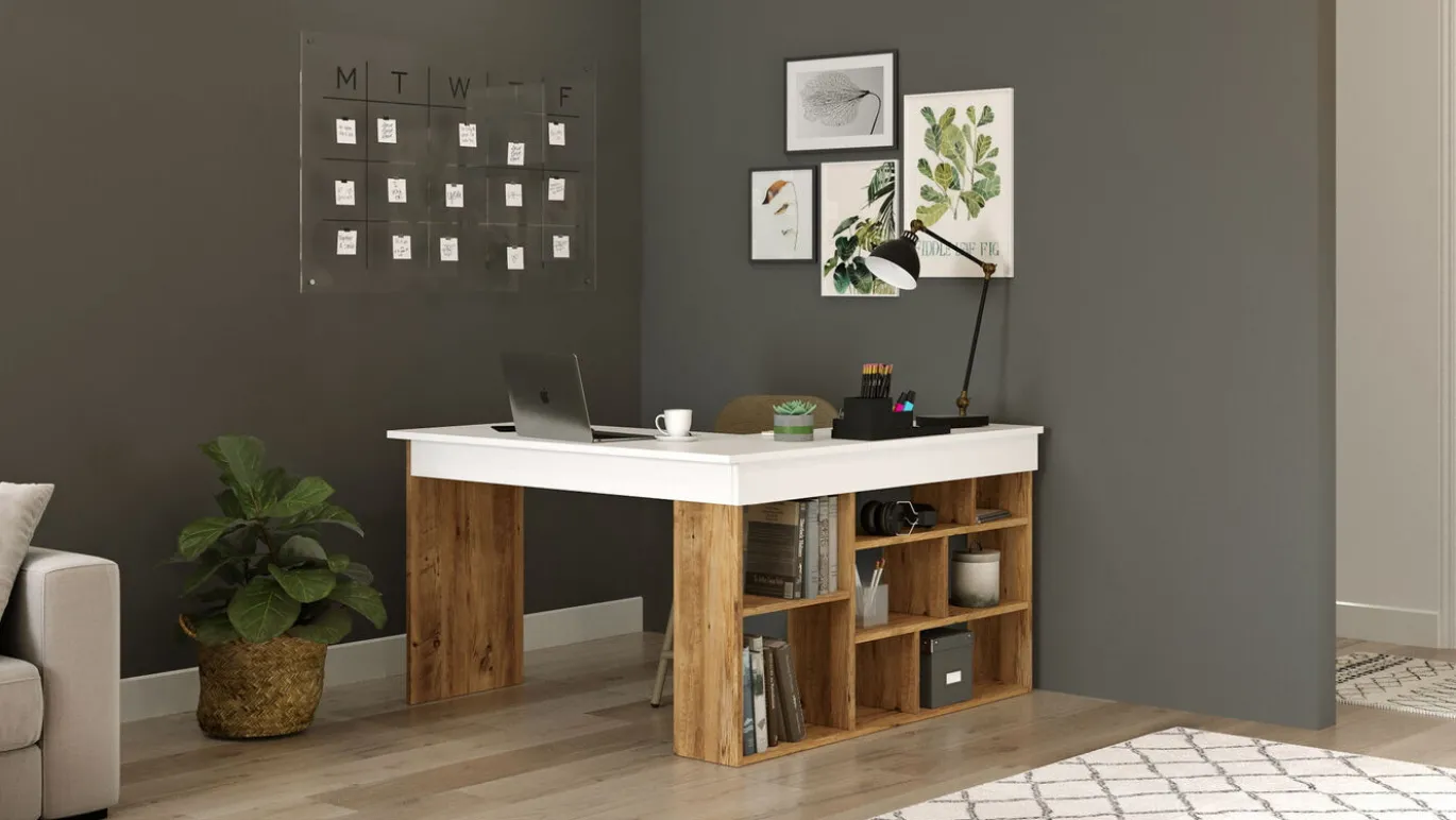 Hoekbureau Catania Melamine Atlantic Pine Wit