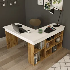 Hoekbureau Catania Melamine Atlantic Pine Wit