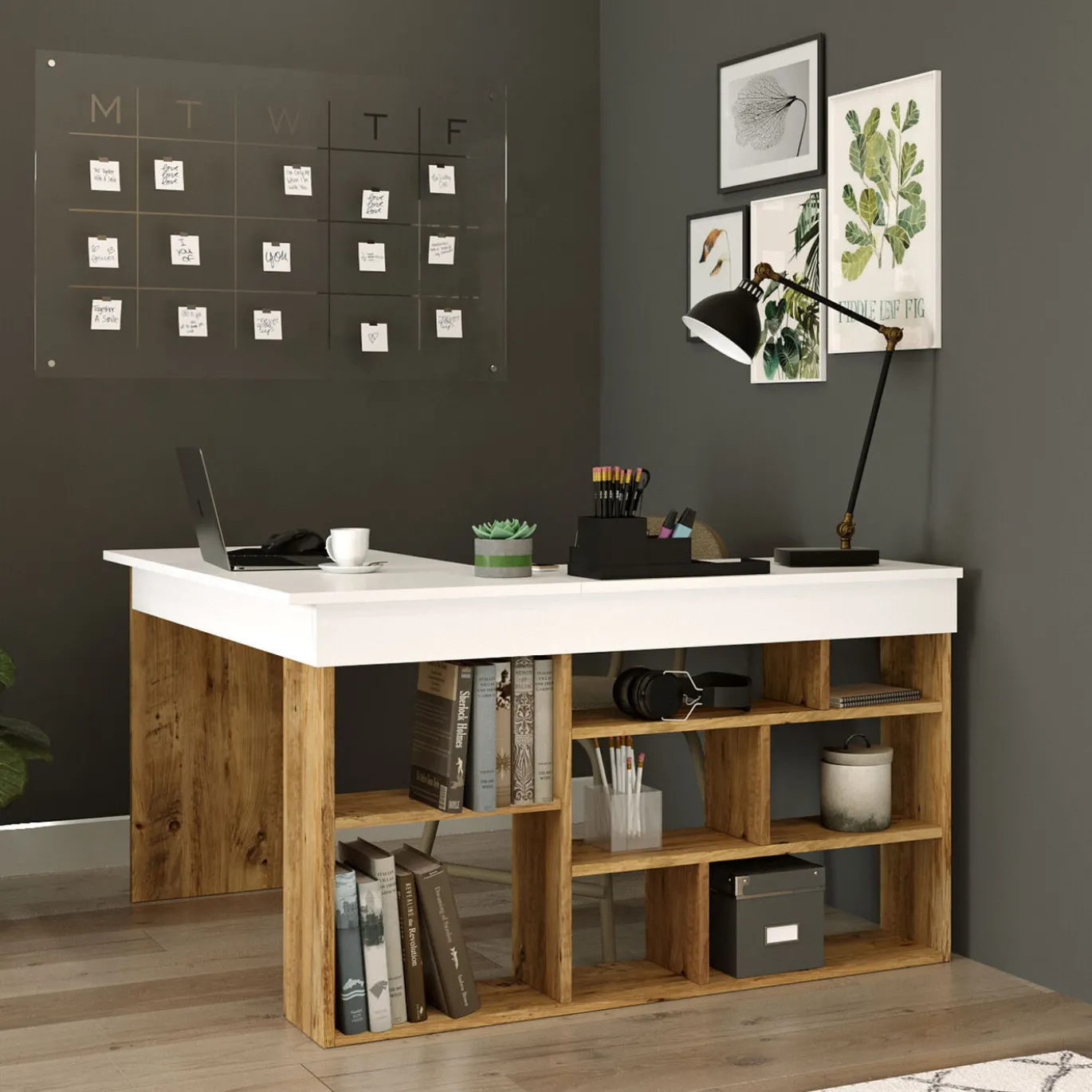 Hoekbureau Catania Melamine Atlantic Pine Wit
