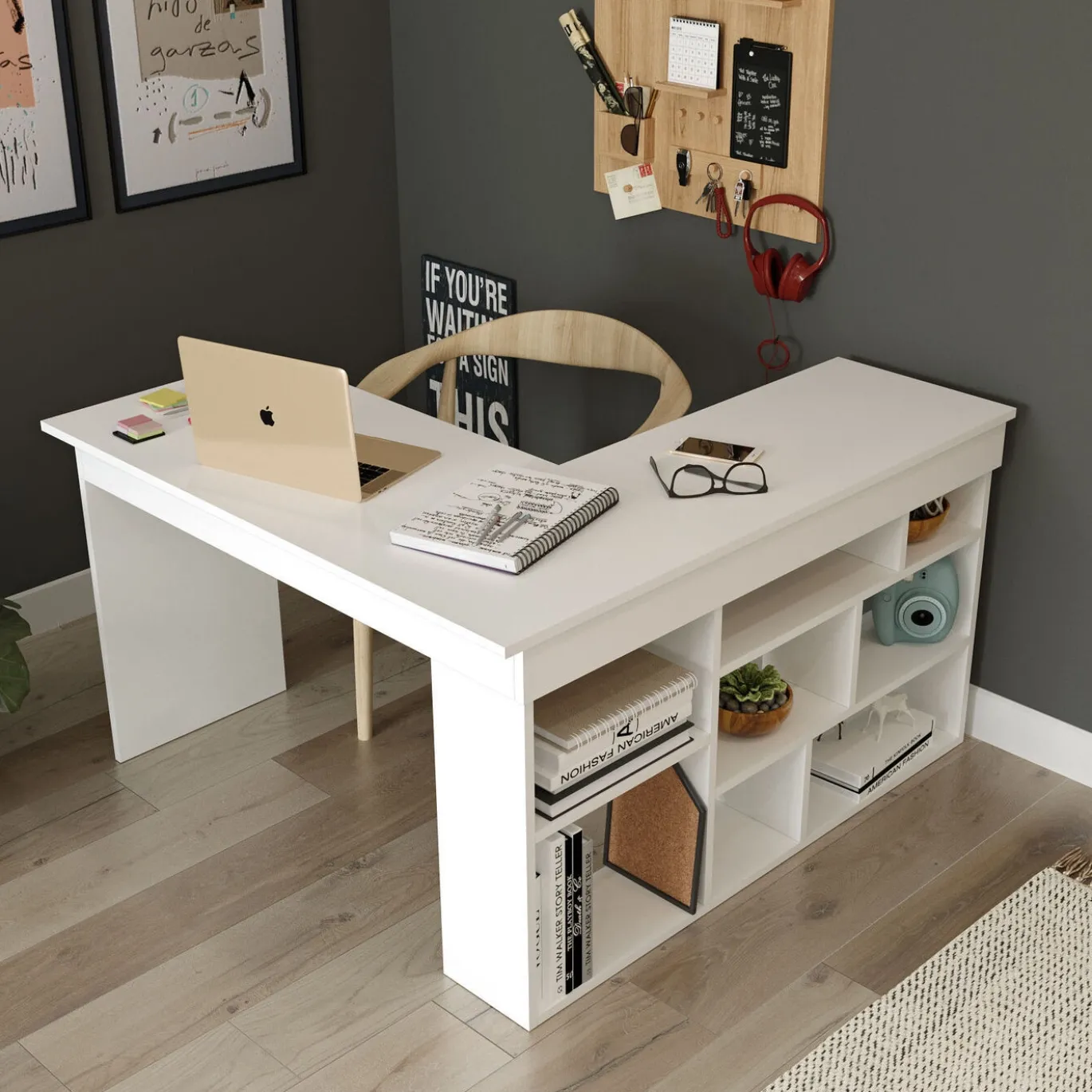 Hoekbureau Catania Melamine Wit
