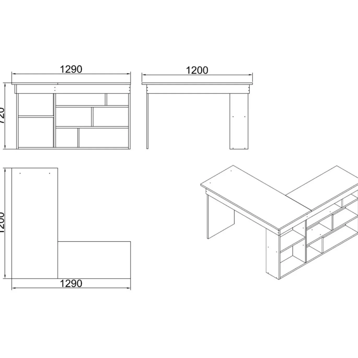 Hoekbureau Catania Melamine Wit