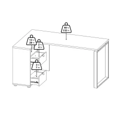 Hoekbureau Sign top met Kastje Matt Grijs/Hickory - Giga Living
