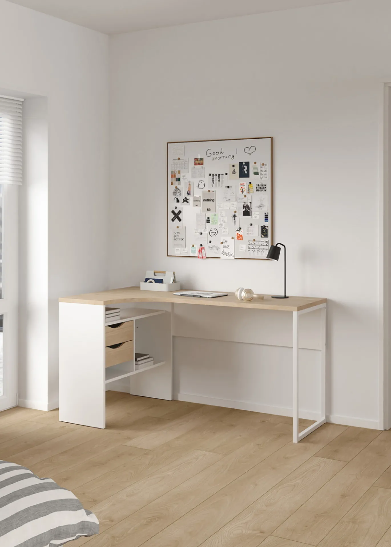 Hoek-kantoorbureau Function Plus Wit Jackson Hickory - Giga Living