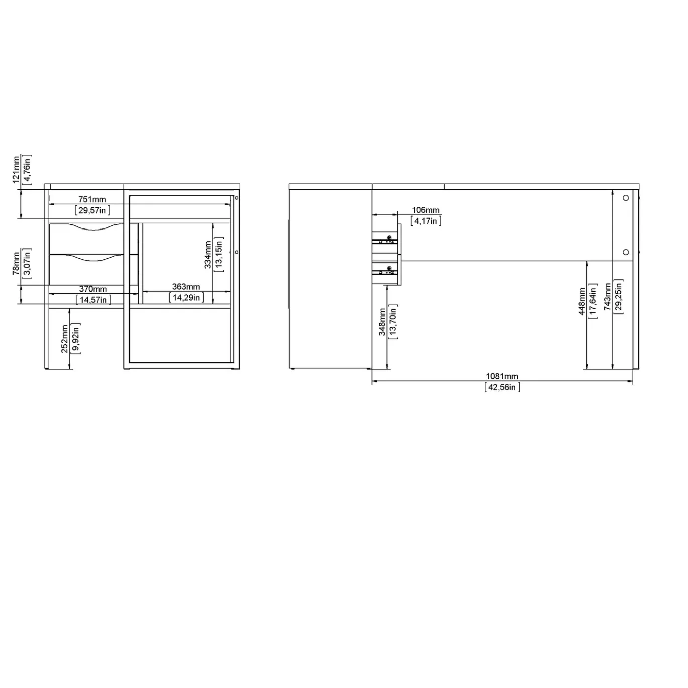 Hoek-kantoorbureau Function Plus Wit Jackson Hickory - Giga Living